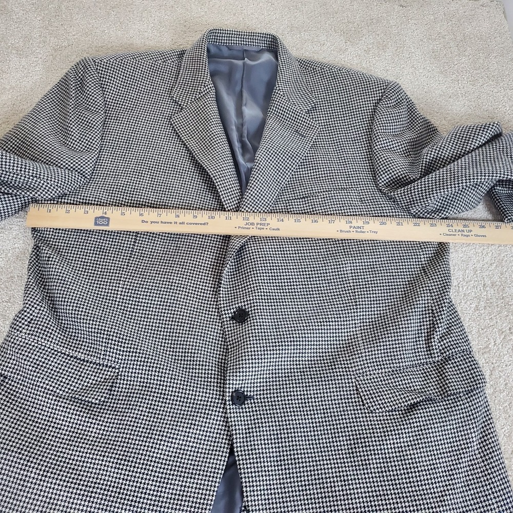 Hickey Freeman Sport Coat Size 48R Black White Houndstooth Wool Cashmere Blend - Picture 5 of 14